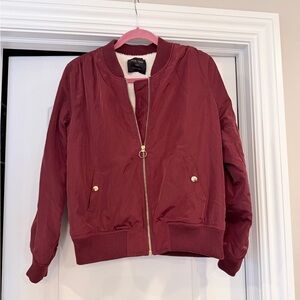 Women's Burgundy Bomber Jacket